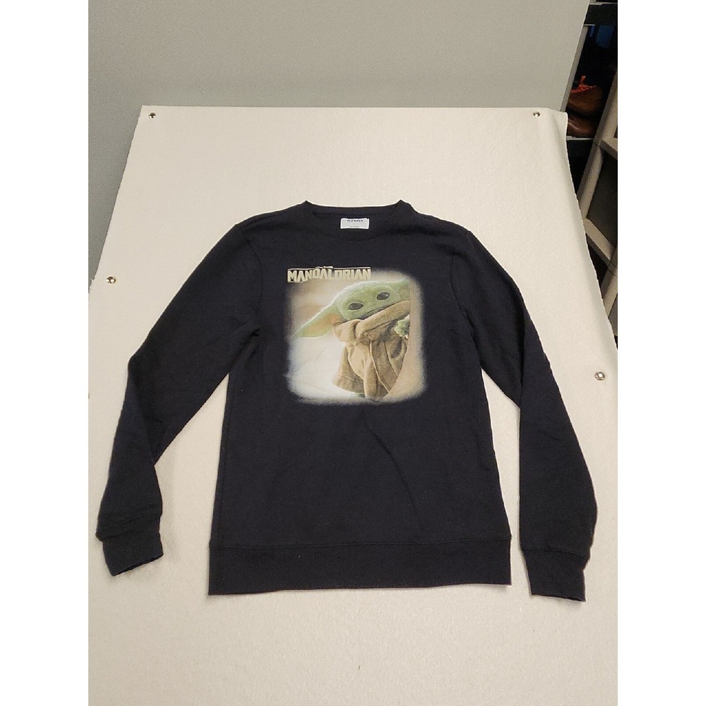 Star Wars Old Navy Mandalorian Shirt Baby Yoda Grogu Sweater Crewneck Black S